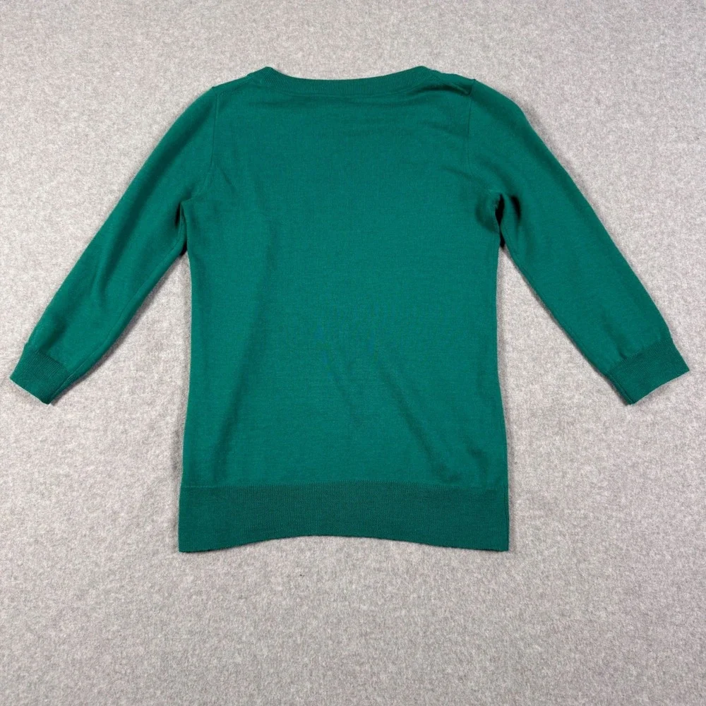J.Crew Tippi Sweater Green 100% Merino Wool 3/4 Sleeve XXS 93577 HO12